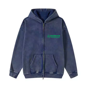 Wholesale Unisex Casual Zip Hoodies Customized Printed Embroidery Acid Wash Premium Quality Low Price 100% Cotton Fleece/French - Product Image 6