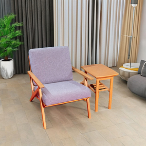 Juego de Mesa Auxiliar y Silla de Salón de Madera de Alta Calidad, Estilo Moderno de Mediados de Siglo, Muebles Duraderos Rellenos de Esponja para Sala de Estar - Product Image 1