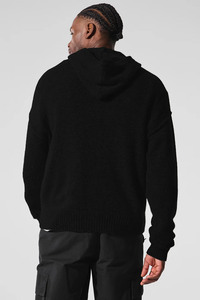 Sweat à capuche noir surdimensionné de haute qualité pour hommes, impression DTG personnalisée, coton français, fermeture éclair bidirectionnelle, poche d'hiver - Product Image 2