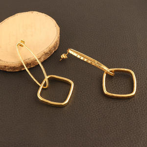 Pendientes de metal para mujer, joyería de diseño de moda, aretes colgantes apilables chapados en oro, ropa de fiesta hecha a mano, gotas minimalistas delgadas - Product Image 4
