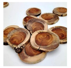 Juego de posavasos redondos de madera con ondas hechas a mano, posavasos de madera personalizados para Decoración de mesa, alfombrillas y almohadillas para bodas y fiestas - Product Image 6