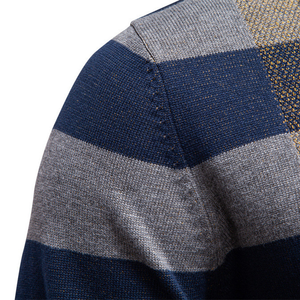 Pull en laine/cachemire tricoté pour homme, couleur unie, hiver, anti-rétrécissement, anti-froissement, anti-boulochage, manches longues, coupe ajustée, personnalisable à l'avant - Product Image 3