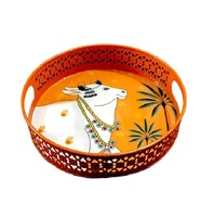 Plateau de service émaillé de haute qualité plateau de Pichwai d'impression de vache traditionnelle pour la décoration intérieure Diwali mariage impression personnalisée pour les cadeaux