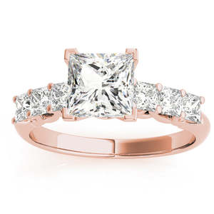 Bague de fiançailles en or rose 18 carats avec diamant taille princesse 0,60 ct Bijoux en diamant - Product Image 2