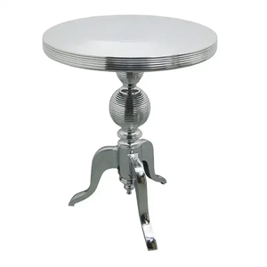 Table d'appoint de centre de café en aluminium enduit de nickel Style moderne nouvelle Table basse en métal Unique mode moderne ronde martelée - Product Image 1