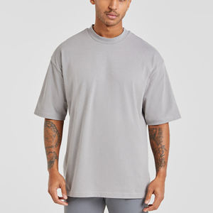 Haute qualité luxe lourd 100% coton coupe ample sonnerie hommes T-shirts blanc col rond lourd surdimensionné Boxy T-shirt pour hommes - Product Image 1