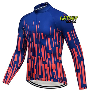เสื้อเจอร์ซีย์ปั่นจักรยานเสื้อกีฬาฤดูหนาวแห้งเร็วมีซิปปิดไซส์ใหญ่ซักได้และแขนสั้น - Product Image 1