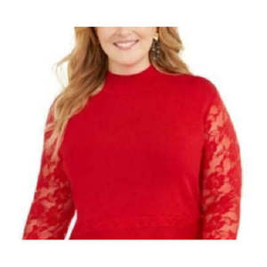 INC International Concepts Women's Plus Size Red 2X Winter Lace Peplum <b>Sweater</b> - Product Image 2