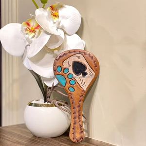 Espejo de mano de maquillaje de cuero con estilo occidental, espejo de bolsillo de diseñador Floral múltiple Vintage, accesorio de regalos de viaje perfecto - Product Image 3