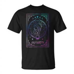 T-shirt du zodiaque Aquarius Tarot Janvier-Février avec astrologie de naissance pour les passionnés d'astrologie - Product Image 2