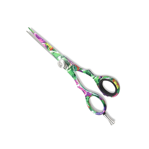 Tijeras de pelo de corte súper elegantes personalizadas, herramienta de corte de pelo de peluquero recubierta de papel de acero inoxidable, reposapiés cómodo y duradero afilado - Product Image 1