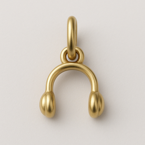 Pendentif Breloque Casque Audio Plaqué Or Zircon Style Diamant Géométrique Mignon - Product Image 2