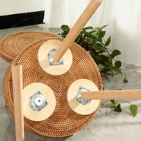 Fabrication et vente en gros de tables d'appoint traditionnelles en rotin naturel avec pieds en bois, petits tabourets de rangement pour salon, fabriqués au Vietnam