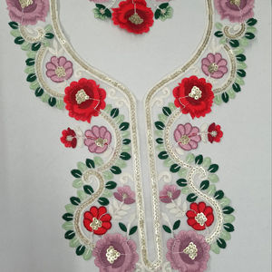 Cuello de cuello bordado con estilo en tela de red con trabajo de lentejuelas brillantes para blusa vestido Sari escote sastrería moda - Product Image 1