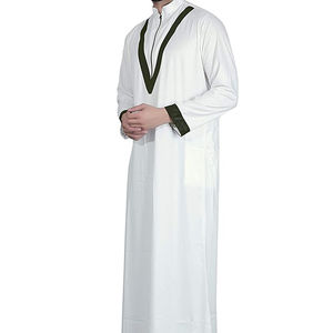 High Quality <b>Men's</b> Jubbah Black Long Sleeve Green Front Arabic Islamic Clothing-Abaya Arab Clothing Wholesale <b>Thobes</b> - Product Image 3