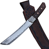 Couteau Tanto en acier au carbone fait à la main gravure à l'acide sur lame manche en Micarta gaine en cuir fantaisie couteau utilitaire de survie en plein air