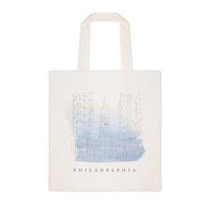 Philadelphia Cityscape Cotton Canvas Tote Bag Durable Eco-Friendly Fabric Medium Long Plain Letter Screen Daily Advertising Gift - Product Image 1