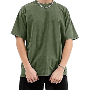 Camiseta Unisex Vintage de lavado ácido de alta calidad 250gsm algodón verano en blanco ancho cuello redondo manga corta de gran tamaño para hombres - Product Image 5