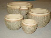 Pot Bunga Gantung Ramah Lingkungan Terbuat dari Anyaman Eceng Gondok dan Rumput Laut Keramik, Kapasitas Dapat Disesuaikan, Best Seller
