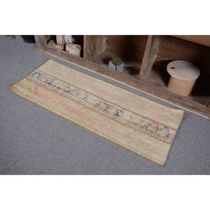 Alfombra rústica turca Vintage de 180cm x 440cm, diseño de retazos bohemio grande, látex de lana hecho en amarillo y azul para espacios acogedores - Product Image 2