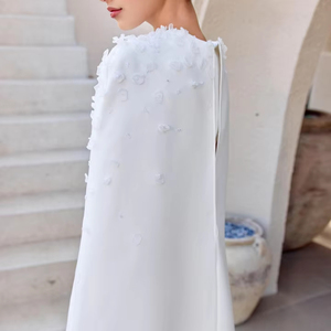 Winter & Spring Collection White Spring Dress _ vestido elegante con capa de la marca local Vietnam - Product Image 1