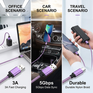 [<span class=keywords><strong>C</strong></span>âble <span class=keywords><strong>USB</strong></span> 2.0 Type-<span class=keywords><strong>C</strong></span> à charge rapide 3A] <span class=keywords><strong>C</strong></span>âble de données <span class=keywords><strong>USB</strong></span> 2.0 Type-<span class=keywords><strong>C</strong></span> personnalisé en usine, tressage en nylon durable, <span class=keywords><strong>USB</strong></span> <span class=keywords><strong>C</strong></span> vers A mâle pour Samsung/Xiaomi - Product Image 3