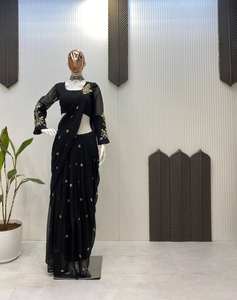 FANTAISIE VÊTEMENTS DE SOIRÉE GEORGETTE LEHENGA SAREE AVEC CHEMISIER ET BANDOULIÈRE - Product Image 4