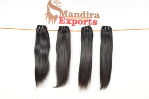 Cheveux humains indiens de tissage de tissage de couleur noire vierge naturelle soyeux longs faisceaux droits Temple Double trame Machine - Product Image 6