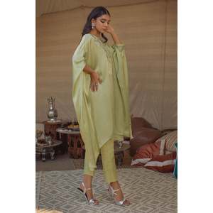 Ensemble haut et pantalon rayés en satin pour femme, coupe ample, manches trois-quarts, printemps, été, automne - Product Image 3