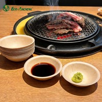 Coupelles à condiments en bois naturel jetables – Bols en bois pour sauce, ketchup, moutarde, sauce soja et apéritifs