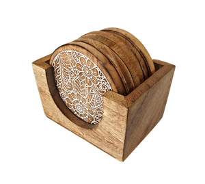 Juego de posavasos rústicos de madera, aptos para té, café y cristalería, con resistencia al calor y un aspecto elegante. - Product Image 2