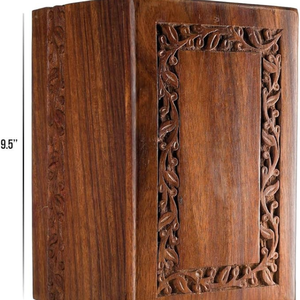 Border Engraved Rosewood Cremation Urns <b>for</b> Human <b>Ashes</b> Adult Male Female Wooden Decorative Urns <b>Box</b> - Product Image 2