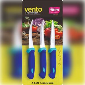 Ensemble de couteaux en acier inoxydable Vento 3 pièces, lames noires aiguisées, outil de découpe de fruits et légumes, cuisine, maison, hôtel, fabrication indienne - Product Image 4