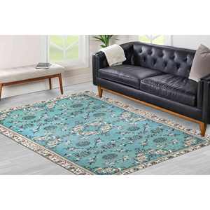 Tapis en chenille turquoise : design marocain, tapis d'appoint antidérapant, tapis doux non tissé - Product Image 3