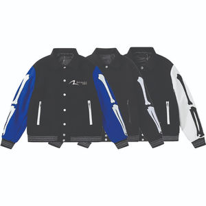 Chaquetas universitarias de lana 100% para mujer, ropa de calle con estampado de logotipo personalizado, chaqueta de letras universitarias de béisbol de punto OEM - Product Image 5