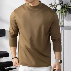 Camisetas de Manga Larga para Hombre, Lisas, de Color Sólido, Bordadas, Transpirables, de Algodón y Elastano, Ropa Casual, Camiseta Personalizada con Estampado - Product Image 2