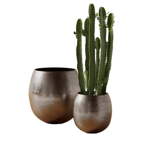 Bronze Pedestal Cylinder Planter Set with Luxury <b>Tall</b> Metal Floor <b>Pots</b> for Modern Home & Office Decor - Product Image 3