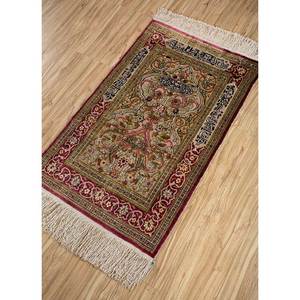 พรมไหมถักมือ Gulmarg สีทอง ขนาดใหญ่ ลายเหรียญจีนโบราณ รูปทรงสี่เหลี่ยมผืนผ้า หนา 10 มม. สำหรับห้องละหมาดหรือทางเดิน - Product Image 2