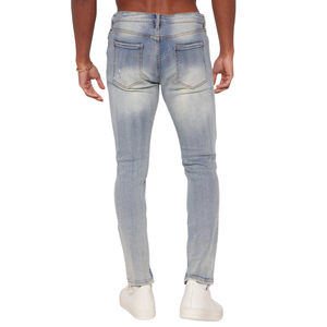Jean droit déchiré bleu clair uni pour homme, coupe régulière, décontracté, respirant, séchage rapide, été/hiver - Product Image 2