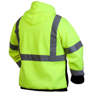 Hi Vis เสื้อแจ็กเก็ตแบบมีซิปสะท้อนแสง,เสื้อแจ็กเก็ตการจราจรแบบหลายกระเป๋าพิมพ์โลโก้แบบกำหนดเองเสื้อผ้าสะท้อนแสง3M - Product Image 5