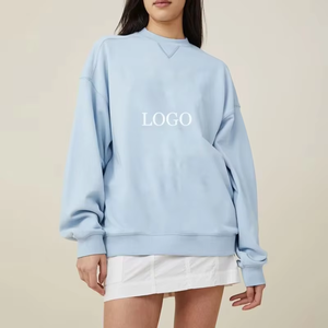 Custom Made Polyester/Cotton Winter Autumn <b>Long</b> <b>Sweatshirt</b> with Mock Neck Full Sleeves Lightweight Pullover Solid Pattern Front - Product Image 3