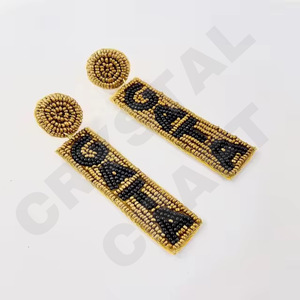 Christmas <b>Tree</b> Beaded Earrings for Women Patriotic Memorial Day Orange White Blue Colour Fabric Material - Product Image 6