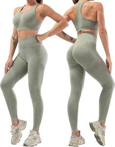 Soutien-gorge de gymnastique de haute qualité pour femmes et ensemble de leggings de yoga respirants ensemble 3 pièces de qualité supérieure - Product Image 1