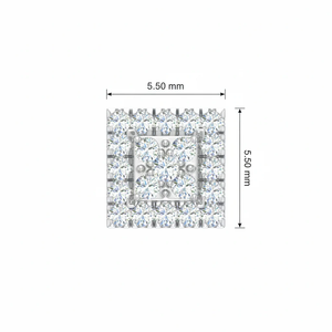 Boucles d'oreilles clous illusion diamant carré avec double halo offrant une brillance éclatante, style élégant pour femmes, bijoux de luxe intemporels - Product Image 2