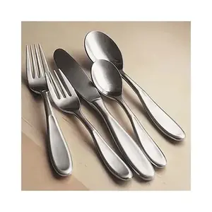 Stainless Steel <b>Flatware</b> <b>Set</b> of 5 with Stylish Design Perfect for Wedding Restaurant and Hotel Food Serving Usage Kitchen Supply - Product Image 1