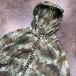 OEM Custom <b>Pocket</b> Sun Faded Acid Washed Streetwear Manufacturer Camo Windbreaker Heavyweight Boxy Fit Double Side <b>Zip</b> up <b>Hoodie</b> - Product Image 2
