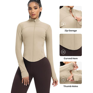 Women Stretch Athletic <b>Jacket</b> Full Zip Lightweight Top Soft <b>Yoga</b> Wear Training Comfort Nylon Spandex Fabric - Product Image 5