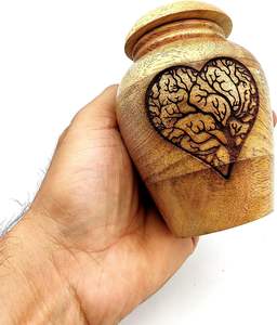 Wooden Cremation <b>Urns</b> for <b>Ashes</b> Adult Male/Female Tree of Life Heart Engrave Decorative <b>Urns</b>-Wooden Small Cremation <b>Urn</b> - Product Image 2