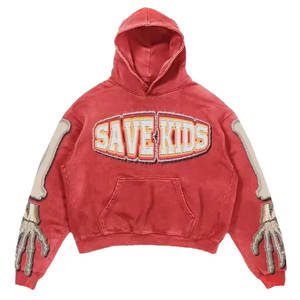 Sudaderas con capucha desgastadas personalizadas de alta calidad para hombres Sudadera con capucha lavada con ácido de último diseño al por mayor para hombres - Product Image 3