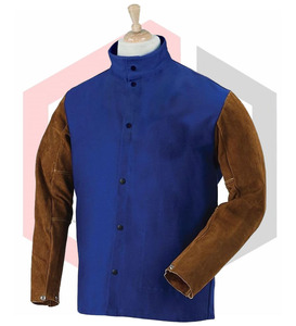 Chaqueta de soldadura de cuero resistente al calor y al fuego con protección de manga completa diseñada para fabricantes de soldadores y uso industrial - Product Image 4